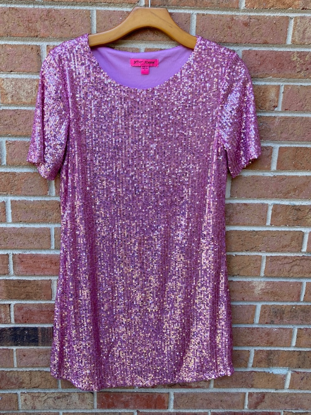 Betsey Johnson Pink Sequin High Low Shift Dress - Small - Picture 10 of 13